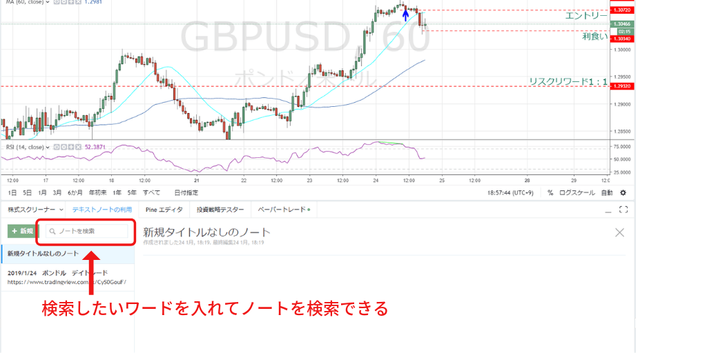 Tradingview トレーディングビュー でトレードノートを書く方法 ｆｘの轍 Wadachi